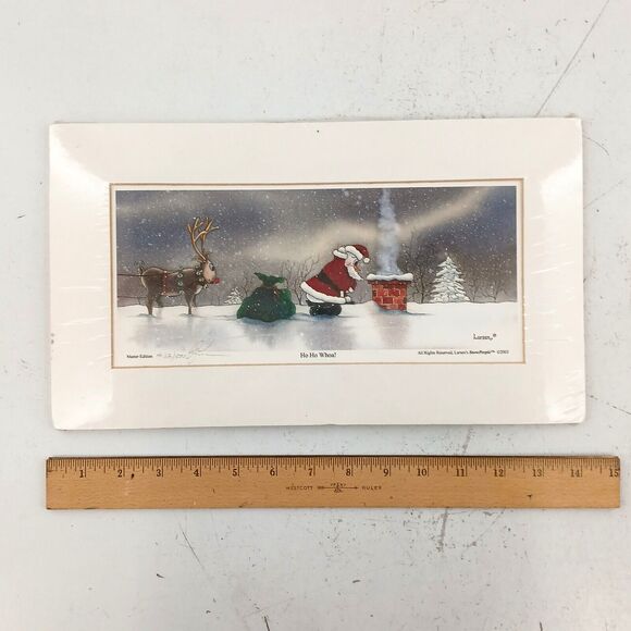 Dan Larsen Snow People Painting "Ho Ho Whoa! Matster Edition Signed 14"x8" - Picture 10 of 11